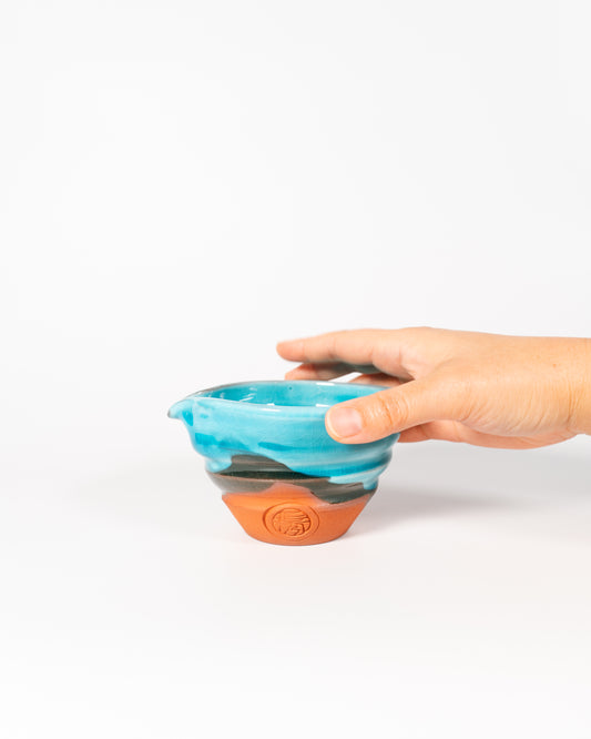 Sokuu Blue Ninshu Katakuchi Matcha Bowl, Sake Bottle