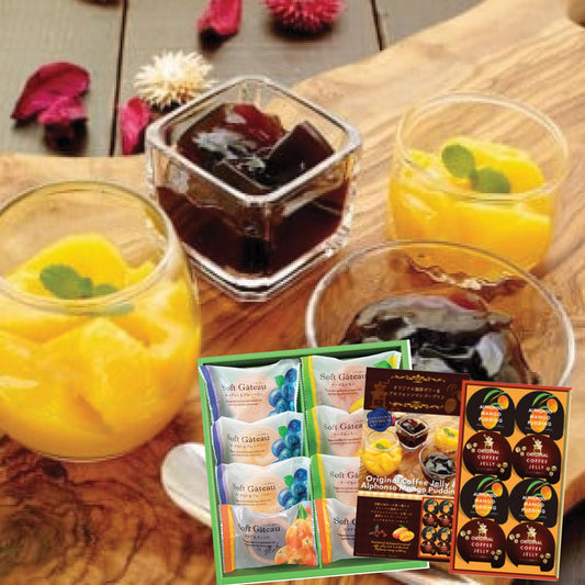 Coffee Jelly, Mango Pudding & Soft Gateau Set
