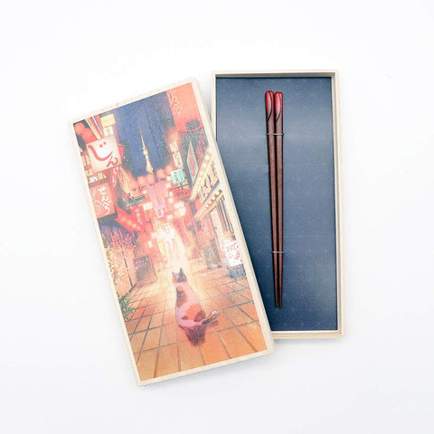 Hyozaemon Chopsticks Gift Box - Cat in Old Town